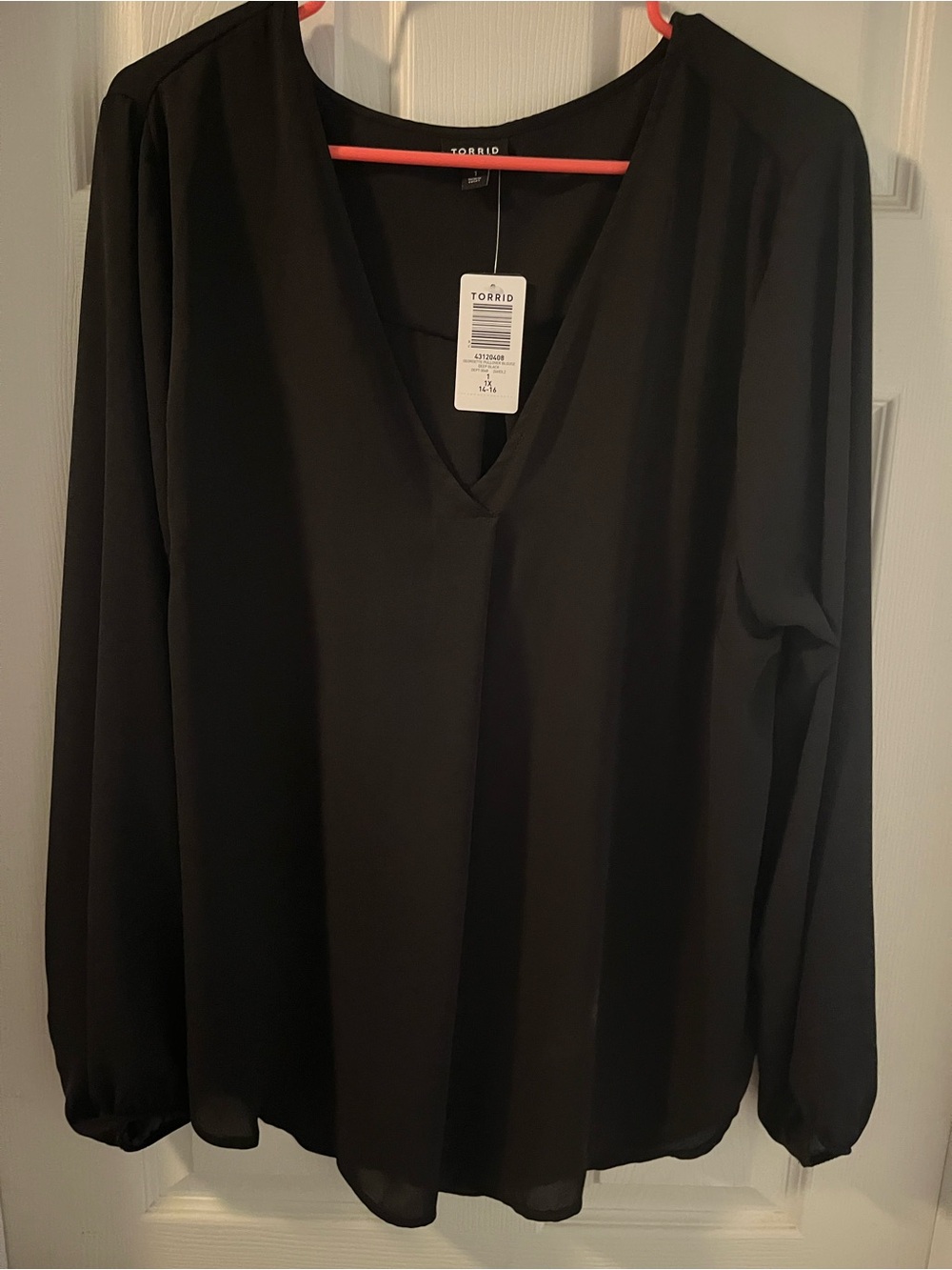 Torrid Georgette Pullover Long Sleeve V-Neck Blouse NWT